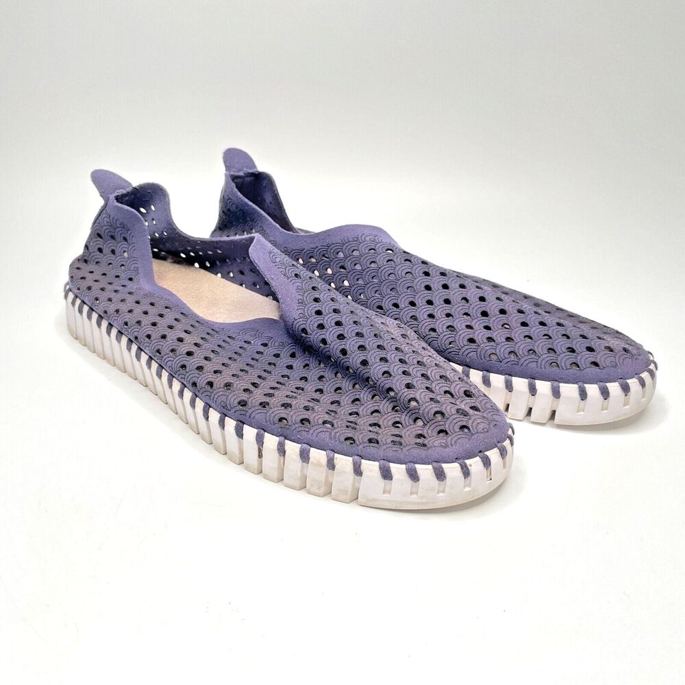 ILSE JACOBSEN Tulip Blue White Casual Slip On Shoes Womens Size EU 40/US 9.5-10